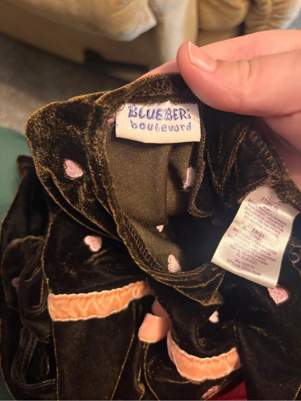 Vintage Blueberi Boulevard Brown Velvet Heart Dress | Toddler Girls 2T